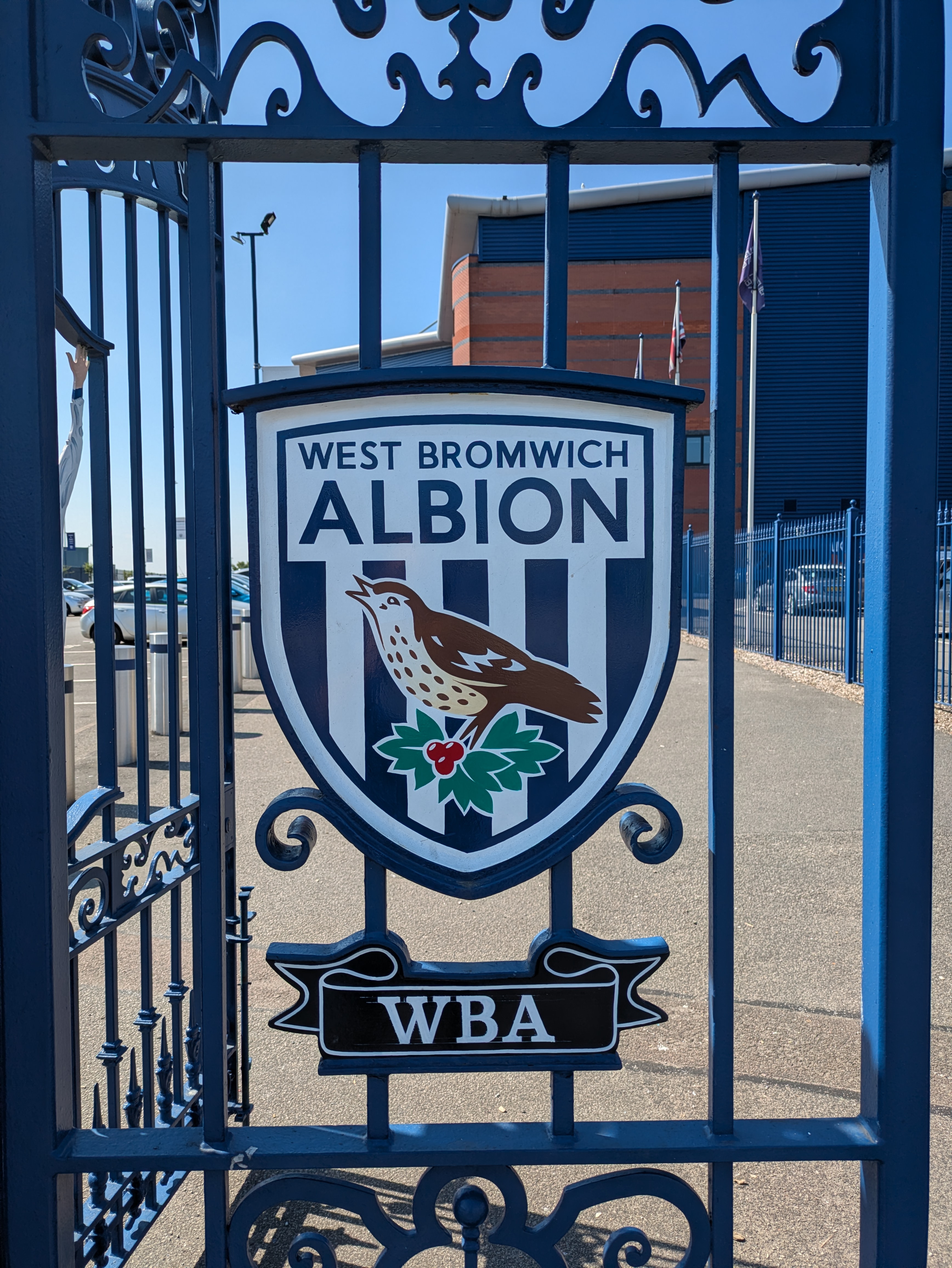 West Bromwich Albion crest on the stadium gates
