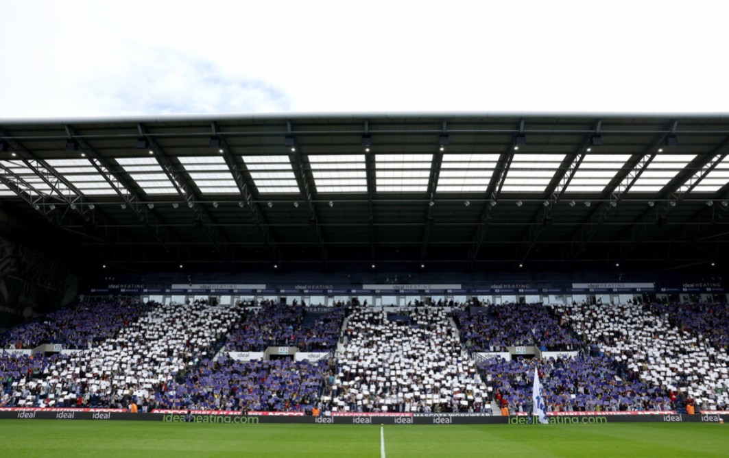 Fans' card display in the stands at The Hawthorns